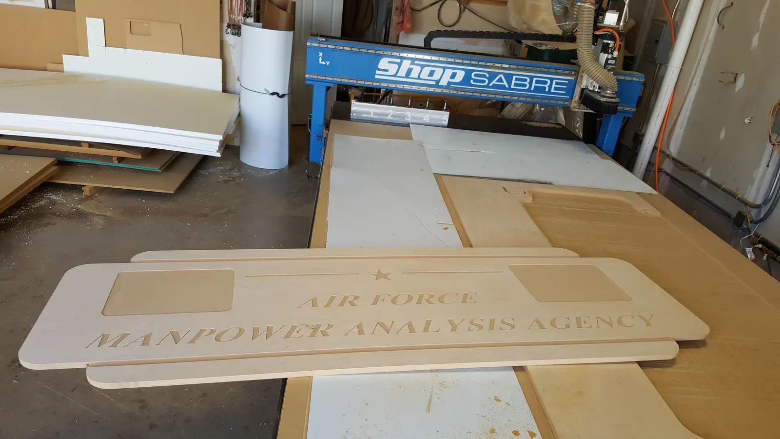 CNC-machined dimensional sign for the Air Force Manpower Analysis Agency